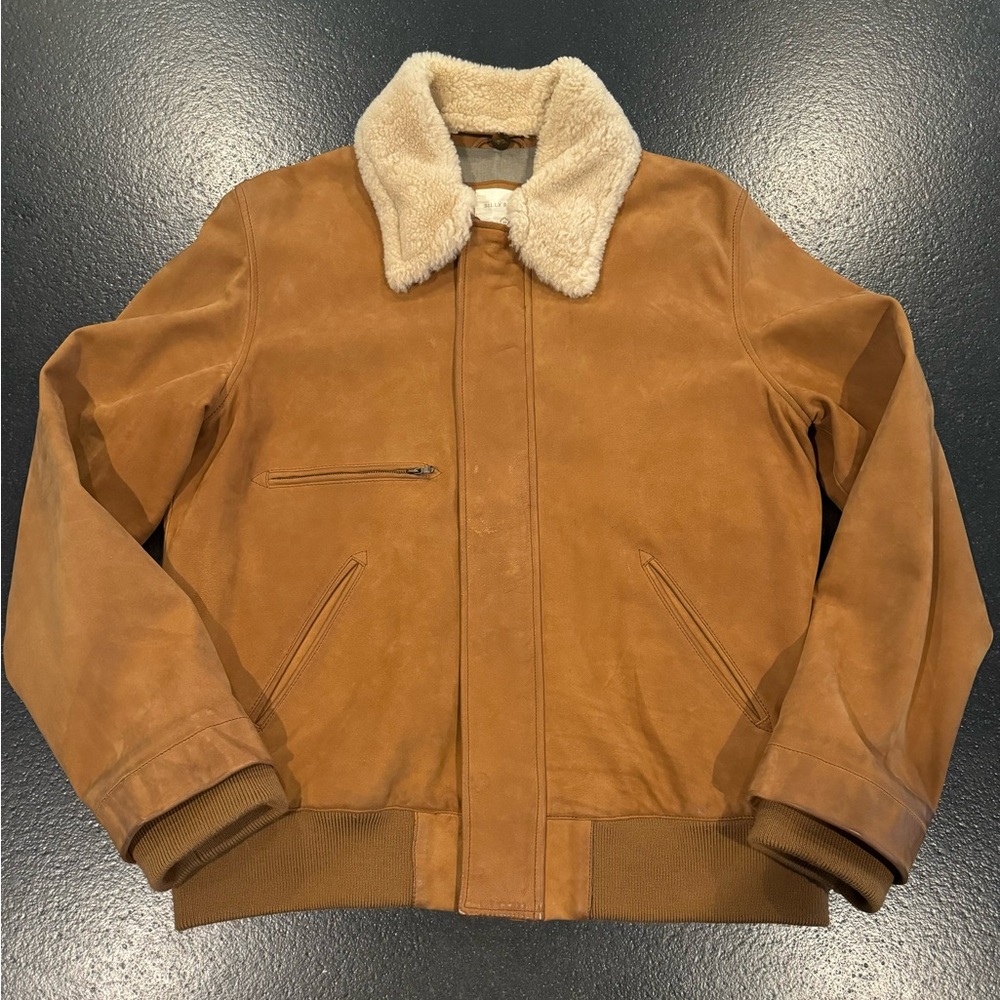 Billy Reid lambskin jacket with lambs wool detachable collar